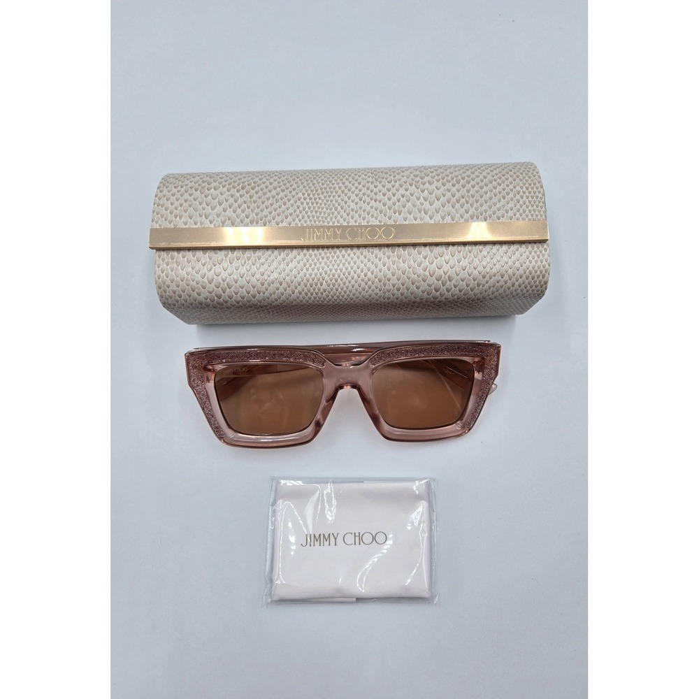 Jimmy Choo Sunglasses Cat Eye Glitter Frames Designer Eyewear